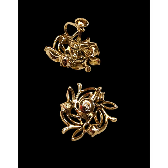 Coro Vintage rhinstones and gold-tone screw back earrings - Picture 6 of 6